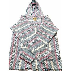 Baja Men’s Striped Woven Cotton Pullover Hoodie w/ Drawstring Pockets Size S